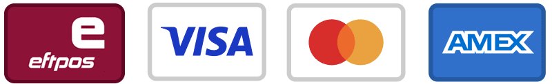 We accept Eftpos, Visa, Mastercard, Amex